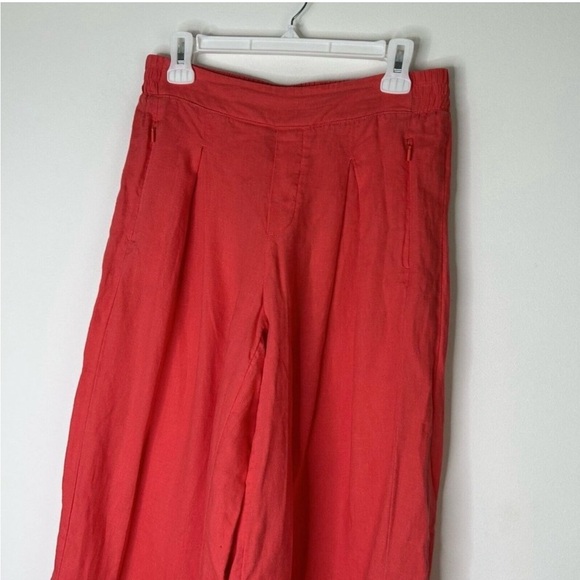 Athleta Playa Linen Wide Leg Crop Pants Womens Size 8 Bright Coral - Picture 11 of 12